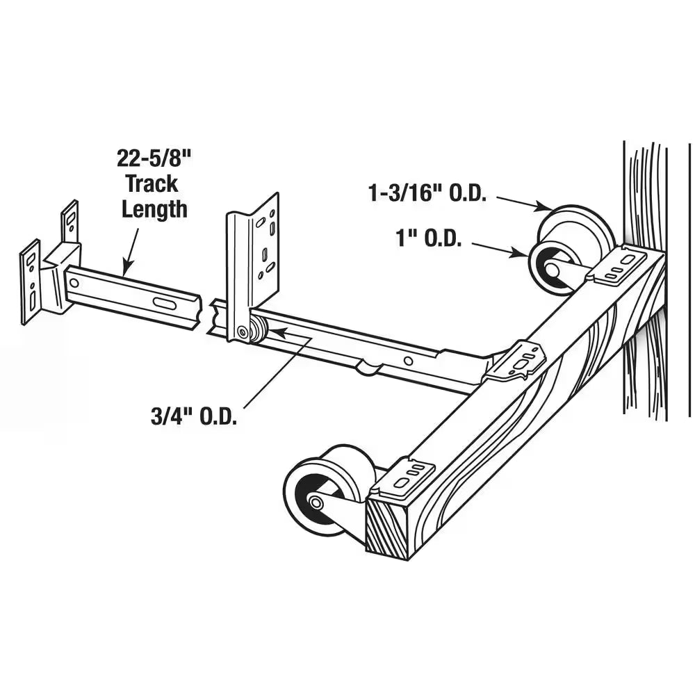 22-5/8 In., Galvanized Steel, Mono-Rail Drawer Slide Kit