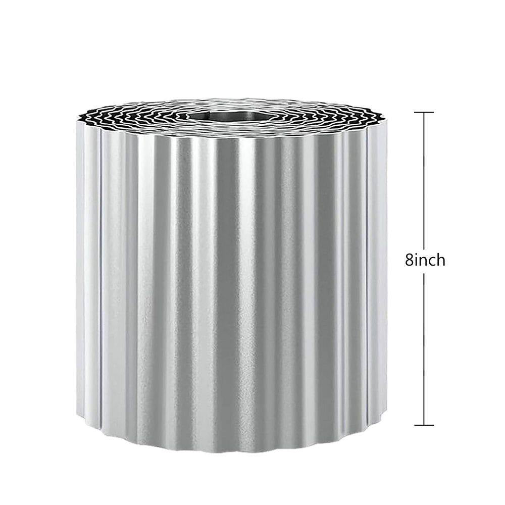 120 In. X 8 In. Silver Metal Corrugated Garden Edging, Strong Galvanized Iron Edging Strips with Rolled Edge Design