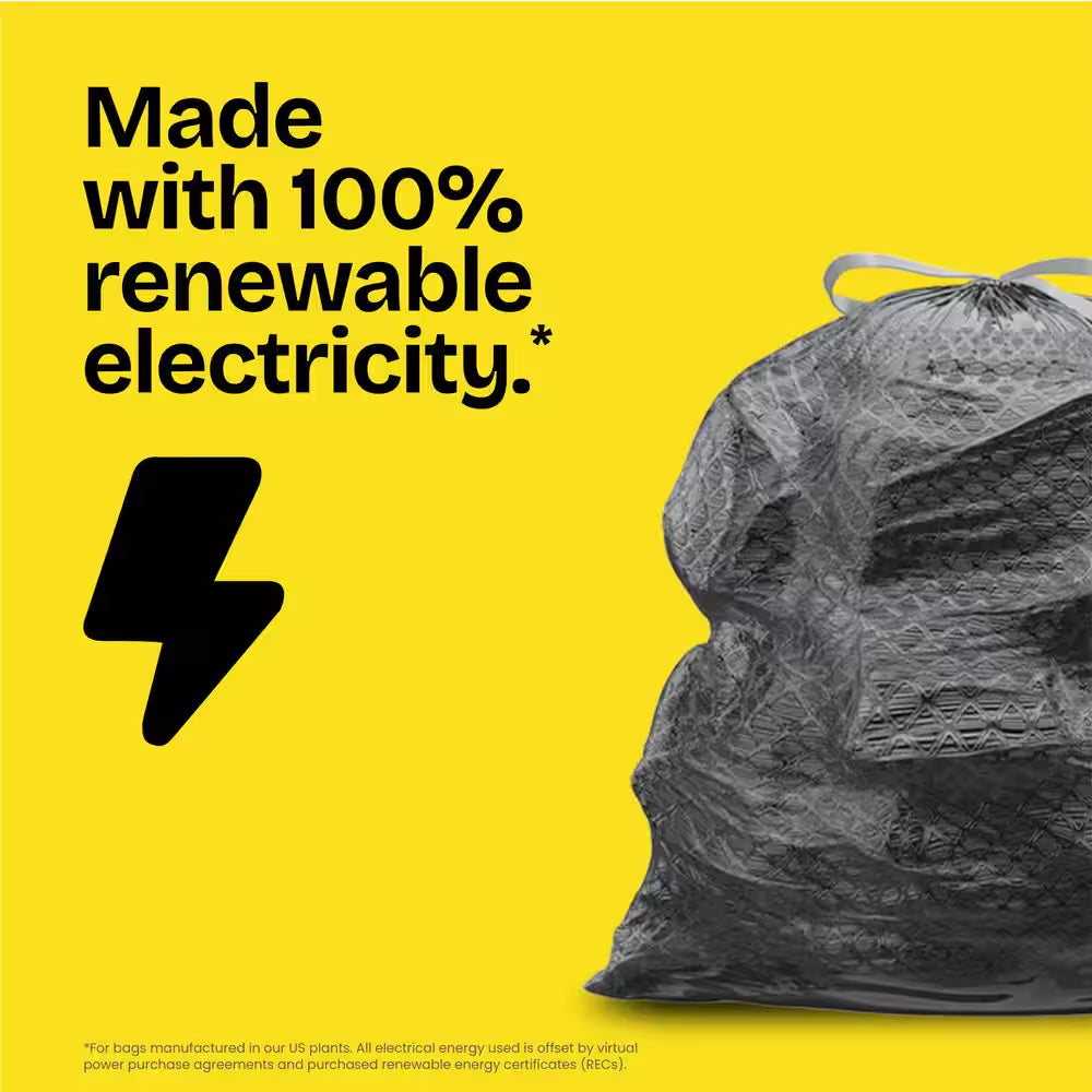 30 Gal. Heavy Duty Large Drawstring Outdoor Unscented Black Trash Bags (50-Count)
