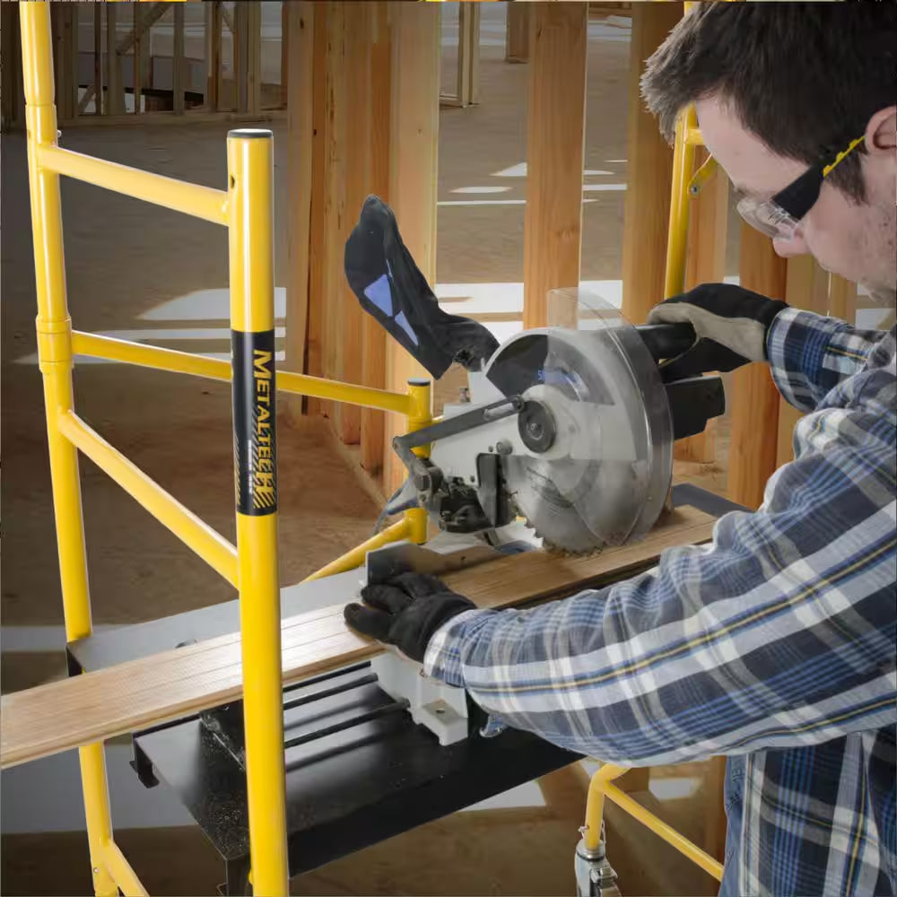 Jobsite Series 3.3 Ft. L X 6.3 Ft. H X 2.6 Ft. D Scaffold Work Platform with Safety Rail and Tool Tray, 900 Lb. Capacity