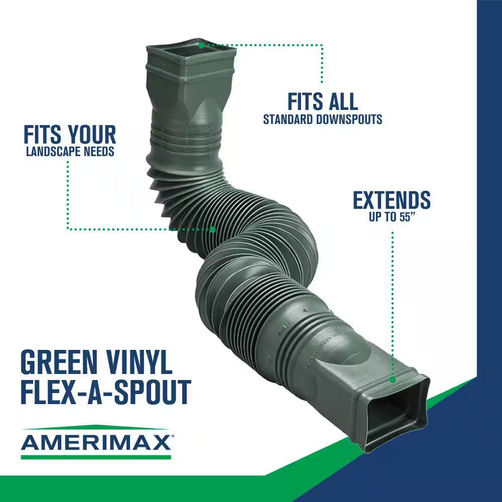 Flex a Spout 55 In. Green Vinyl Downspout Extension