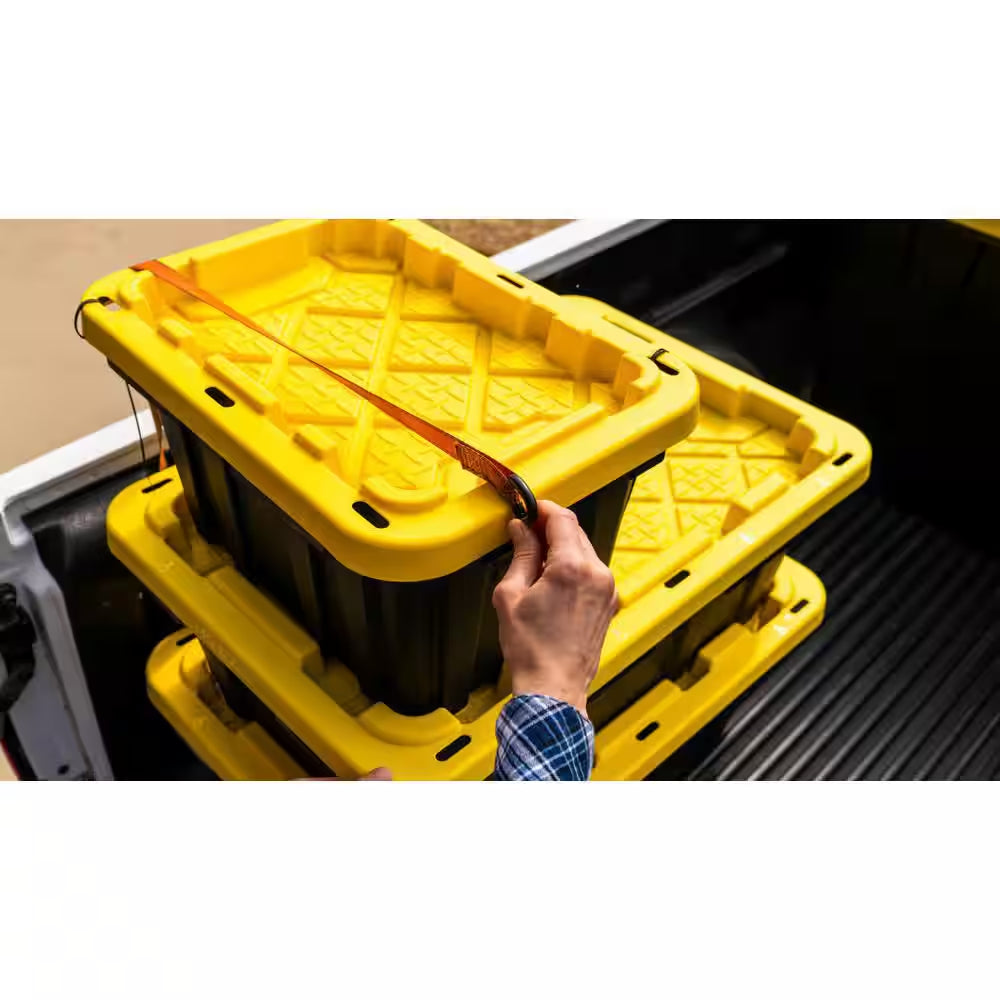 7 Gal. Tough Storage Tote in Black with Yellow Lid