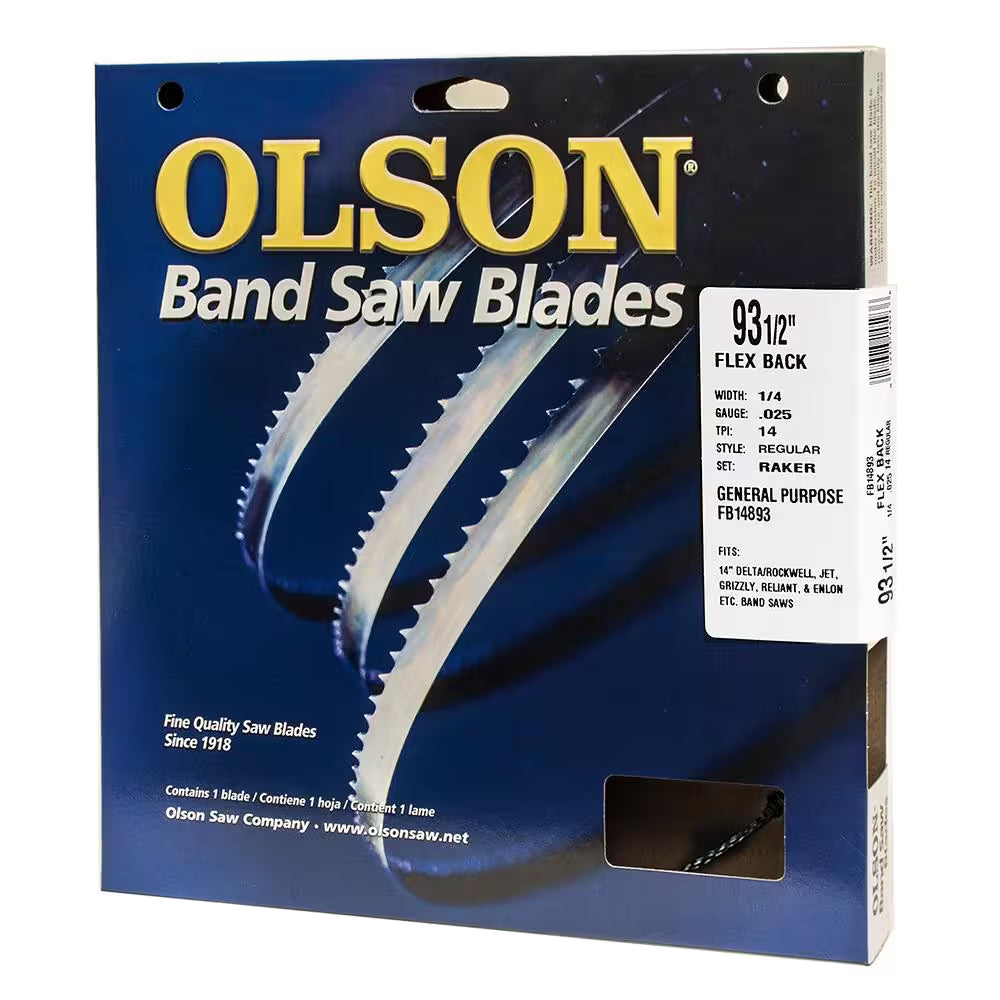 93-1/2 In. L X 1/4 In. with 14 TPI High Carbon Steel with Hardened Edges Band Saw Blade