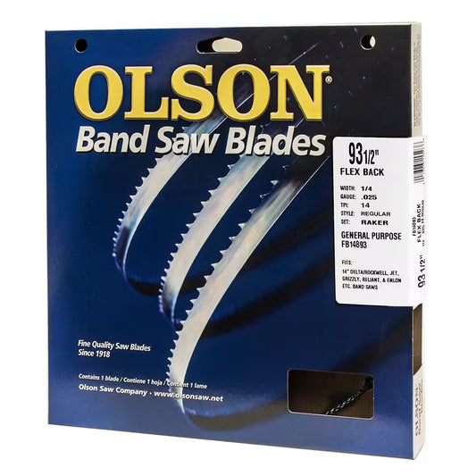 93-1/2 In. L X 1/4 In. with 14 TPI High Carbon Steel with Hardened Edges Band Saw Blade