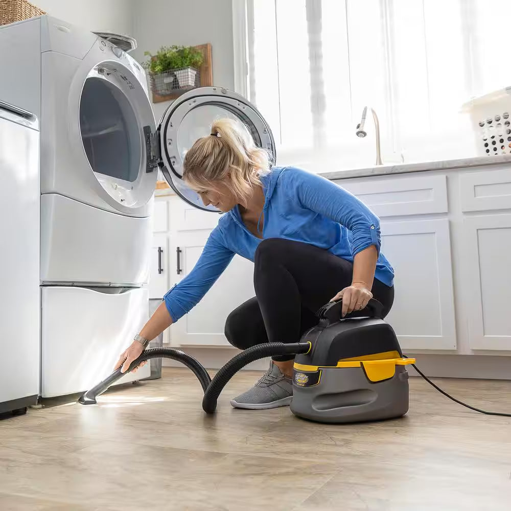 2.5 Gal. 1.75 Peak HP Small Shop Vacuum Wet Dry Vac with Filter Bag, Hose, Utility and Car Nozzle Attachments HD2025