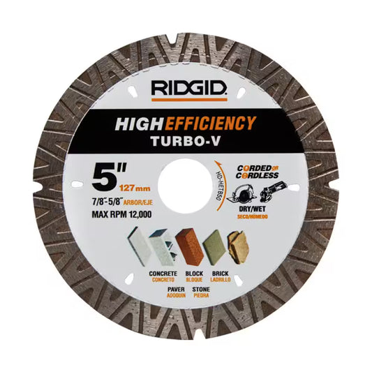 TURBO-V 5 In. Turbo Rim Diamond Blade for Masonry High Efficiency Cutting