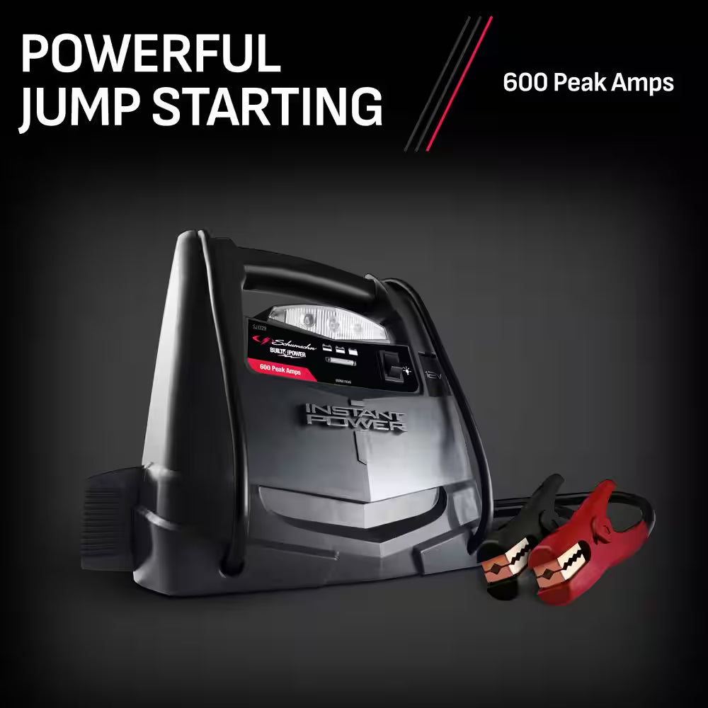 Automotive Portable Power Station and 600 Peak Amp Jump Starter with 12-Volt DC Outlet and LED Area Light
