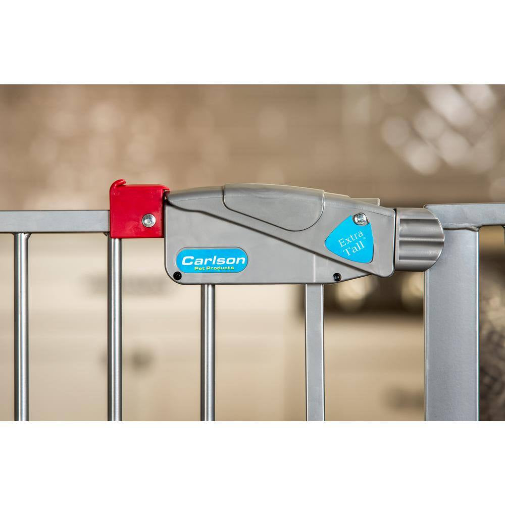 Carlson Extra Wide Walk-Through Pet Gate with Small Pet Door, Platinum