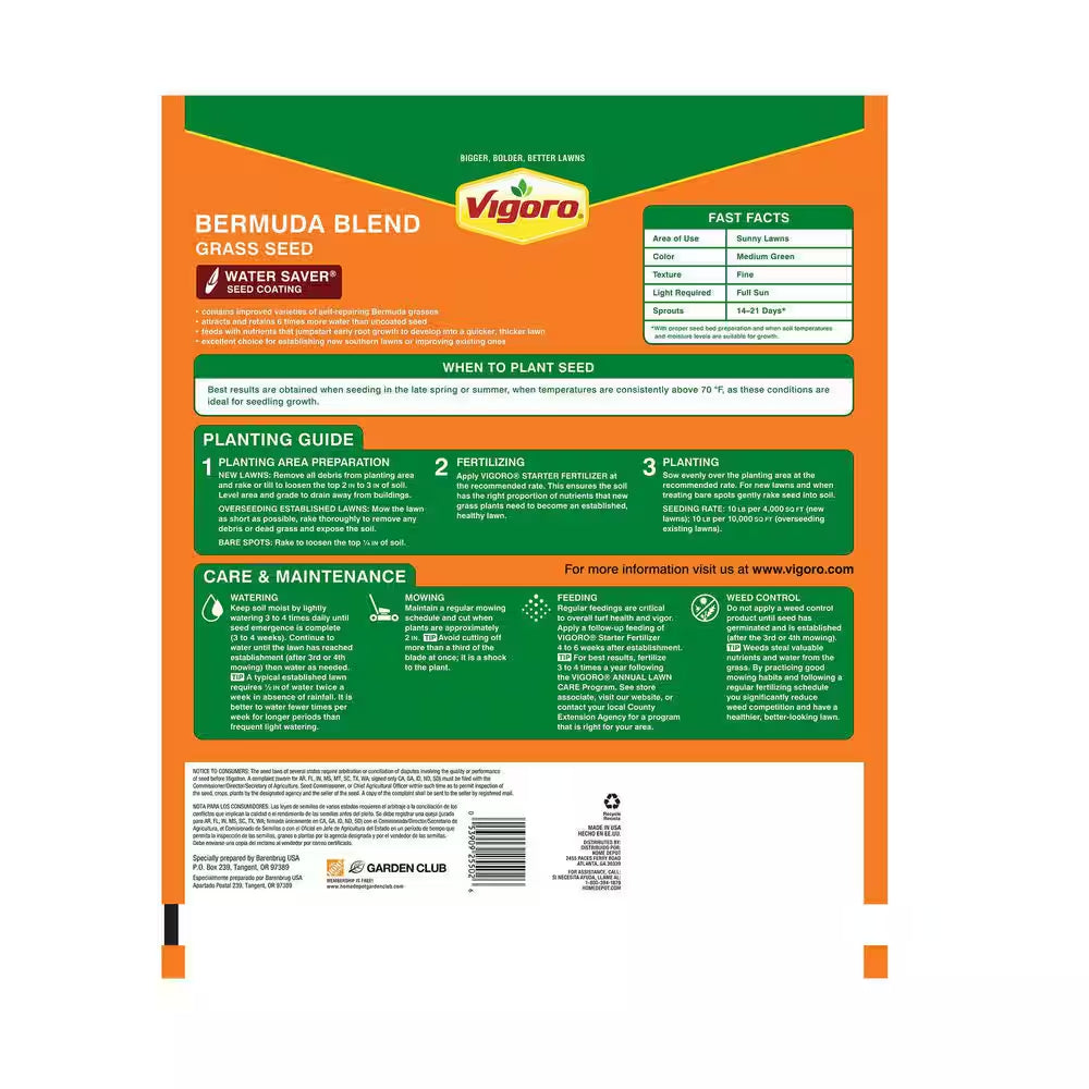 10 Lbs. Bermuda Grass Seed Blend with Water Saver Seed Coating