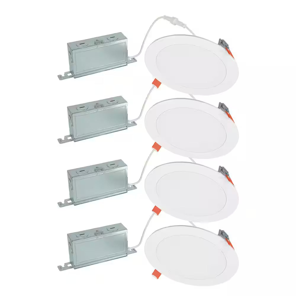 HLBSL 6 In. Can Less Integrated LED, 900 Lumens, 5CCT, White (4-Pack)