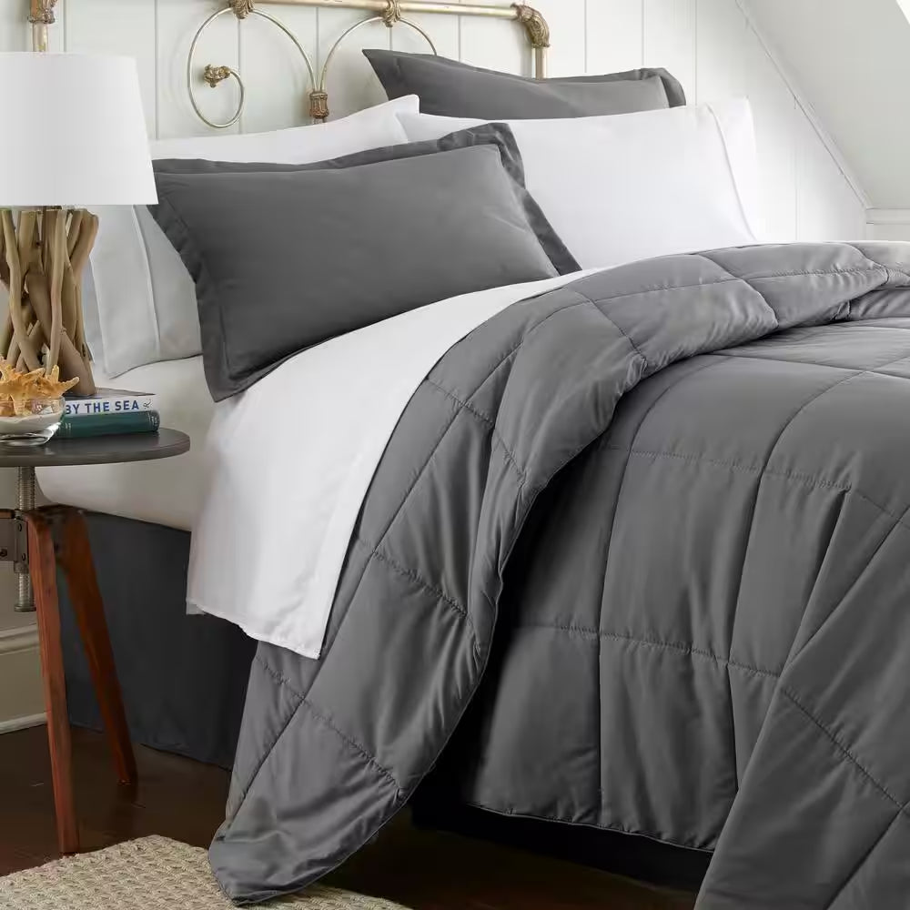 Performance 8-Piece Gray Queen Comforter Set