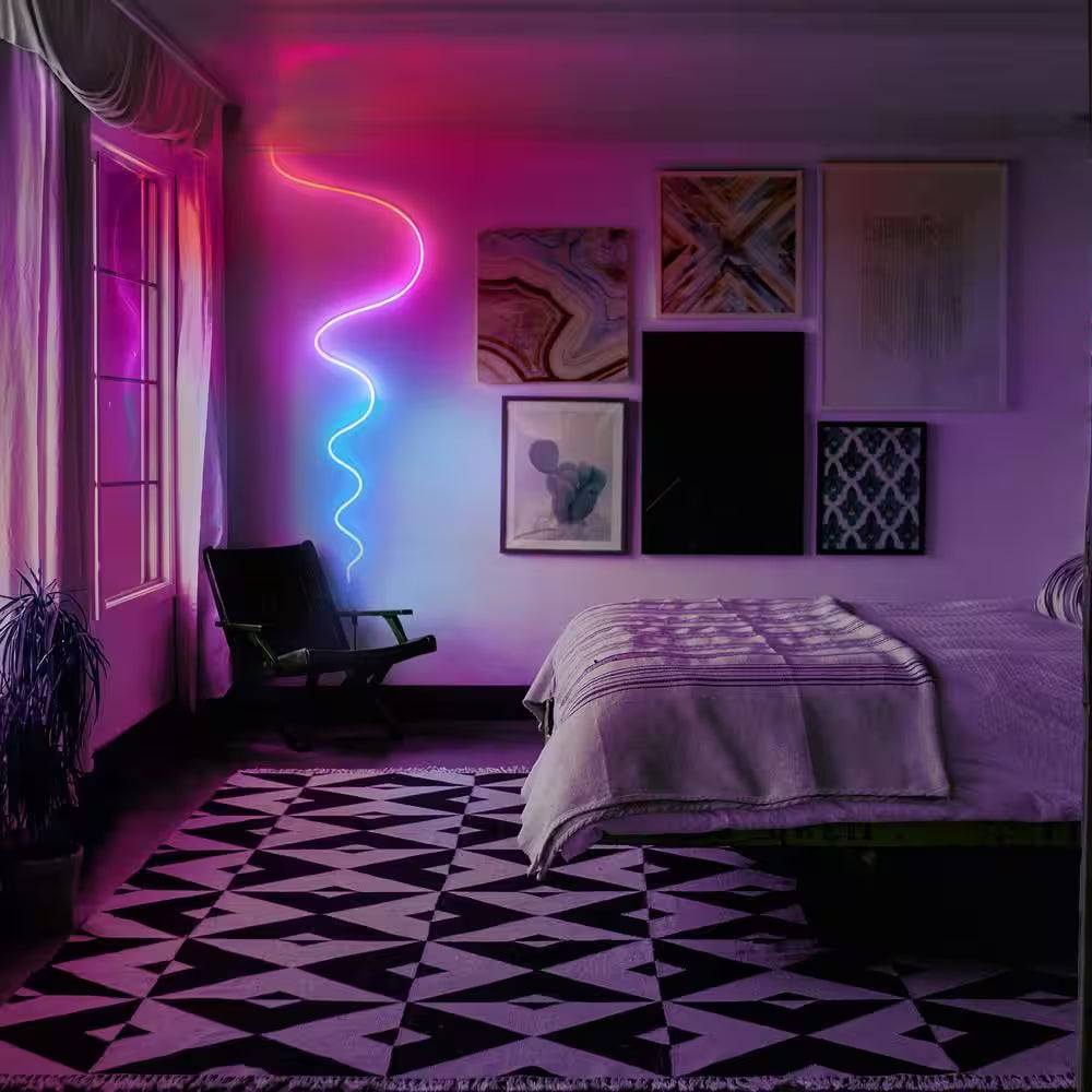 16 Ft. Smart Multi-Color RGBW Wi-Fi Plug-In Neon Flex Integrated LED Strip Light Works with Alexa/Google/Homekit/Siri