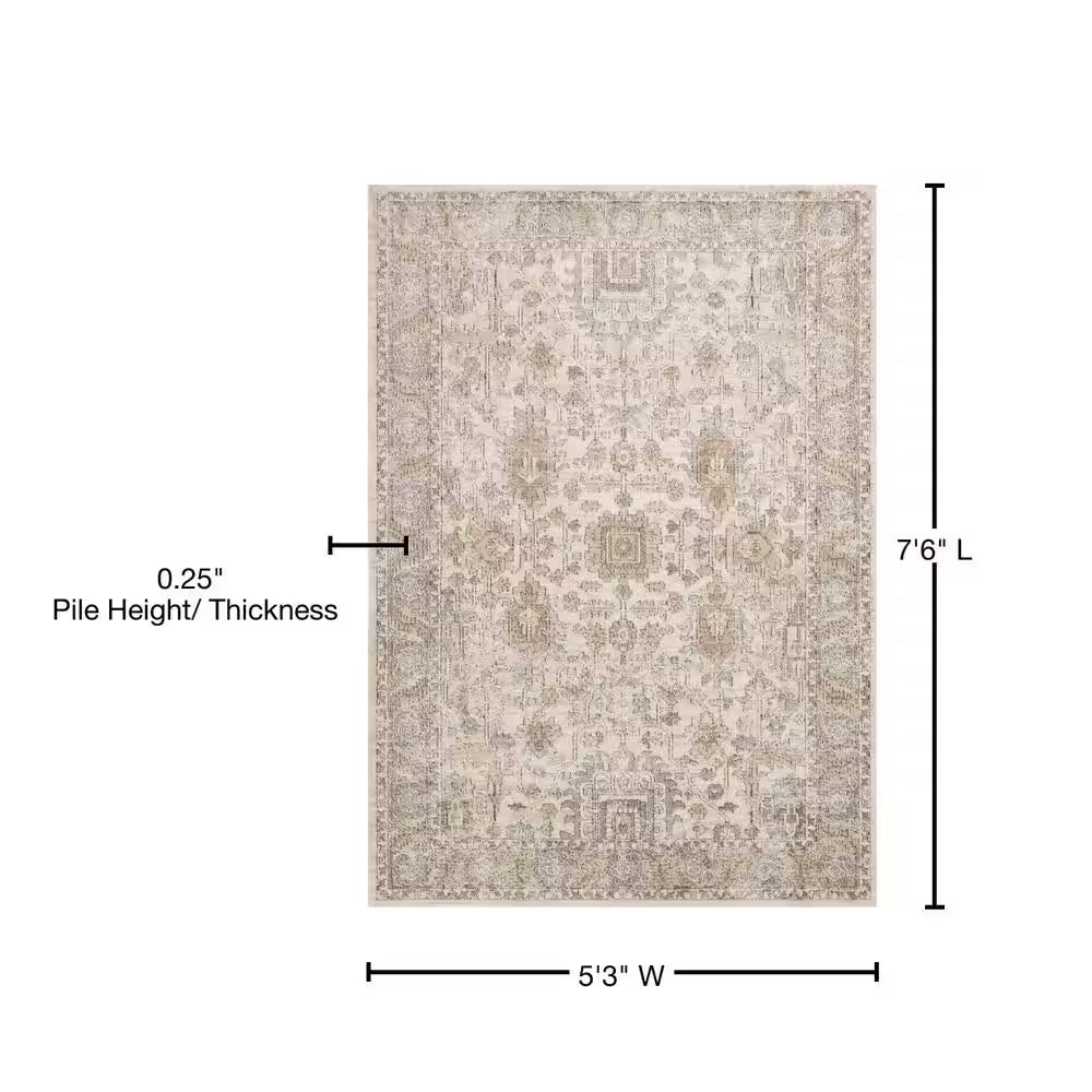 Teagan Ivory/Sand 5 Ft. 3 In. X 7 Ft. 6 In. Traditional Area Rug