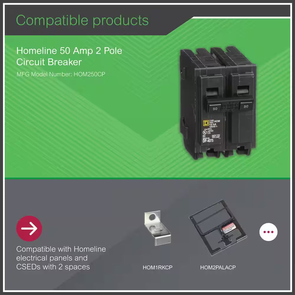 Homeline 50 Amp 2-Pole Circuit Breaker(Hom250Cp)