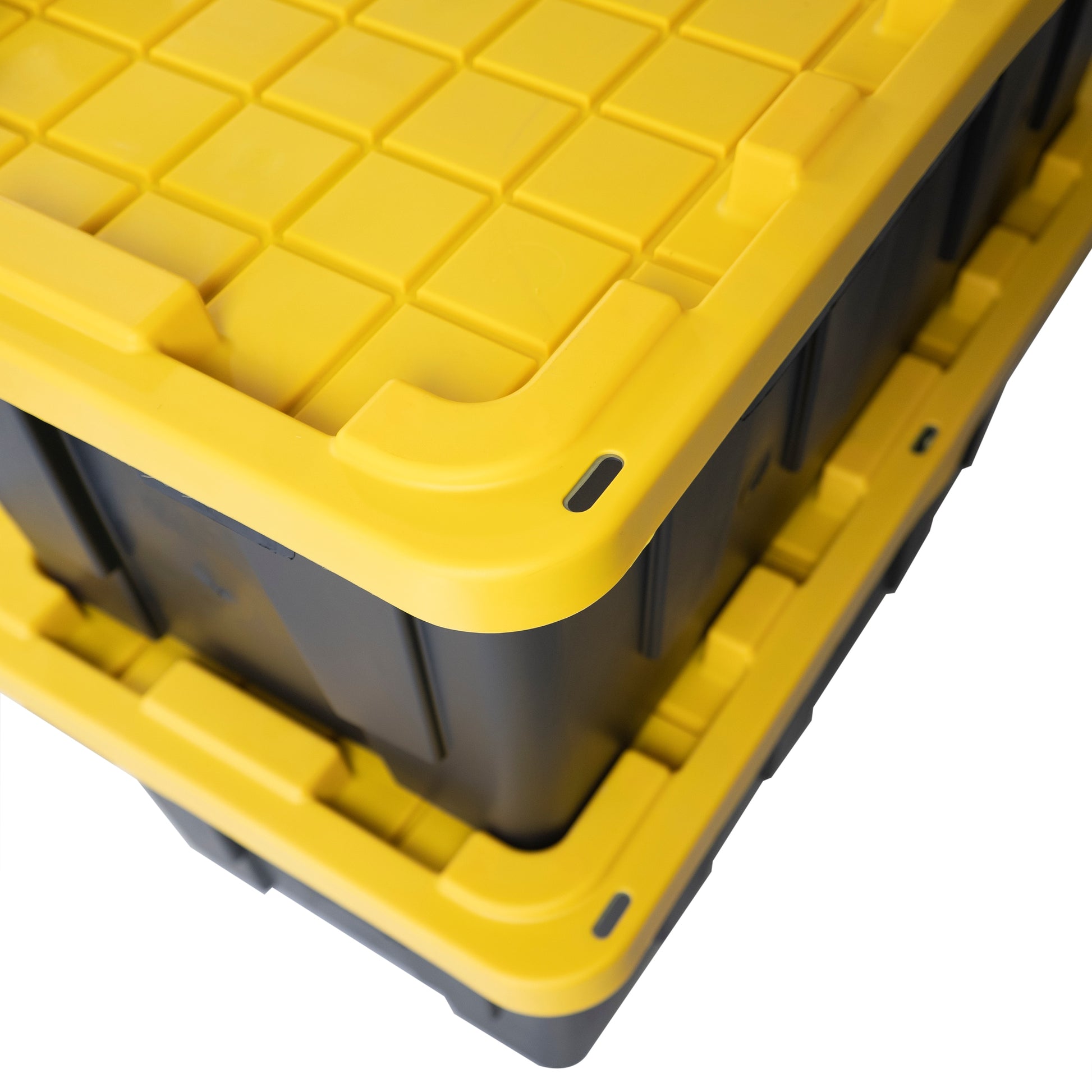Commander X-Large 40 -Gallons ( 160 -Quarts ) Black and Yellow Heavy Duty Stackable Tote with Standard Snap Lid