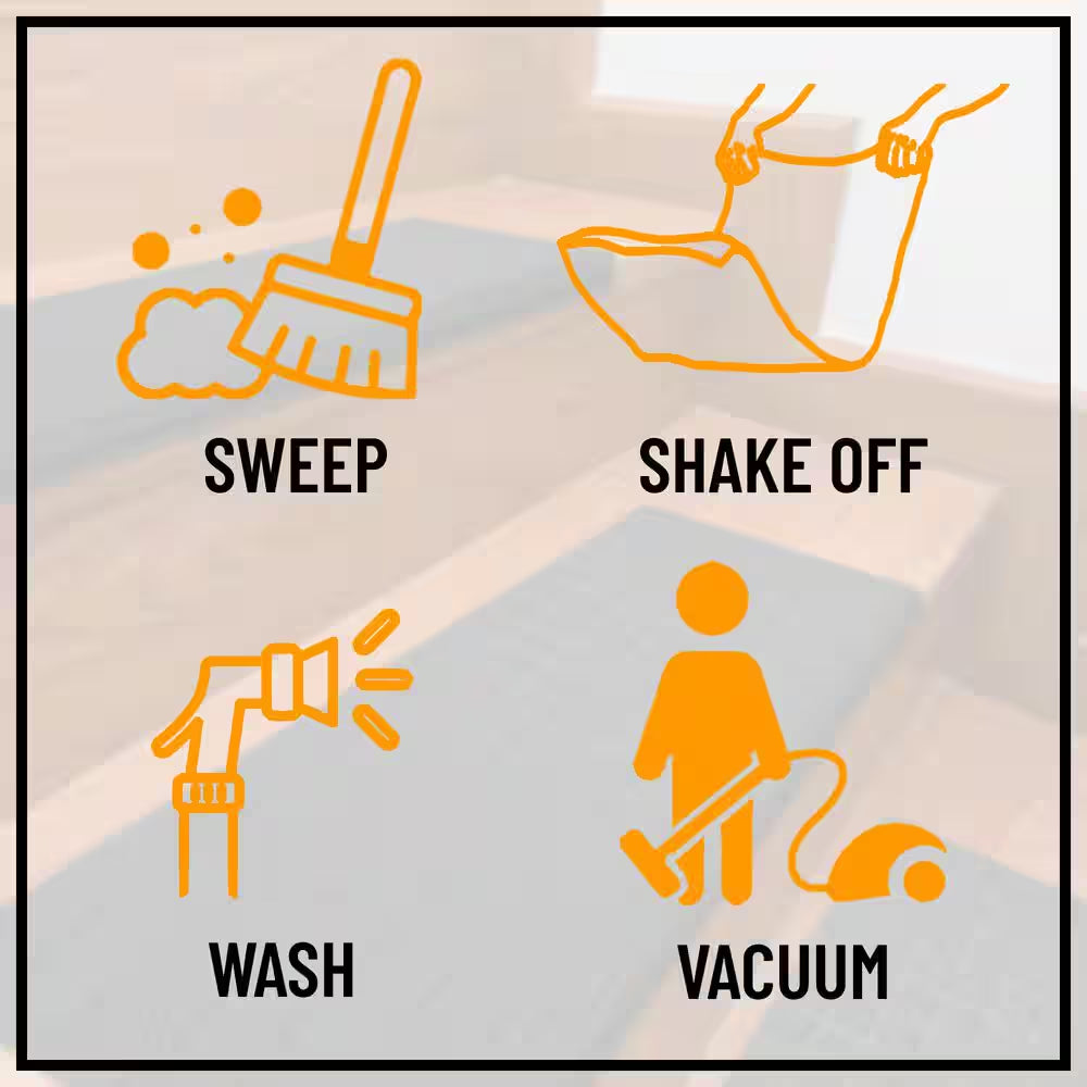 Easy Clean, Waterproof, Low Profile Non-Slip Indoor/Outdoor Rubber Stair Treads, 10 In. X 26.5 In. (Set of 5), Black