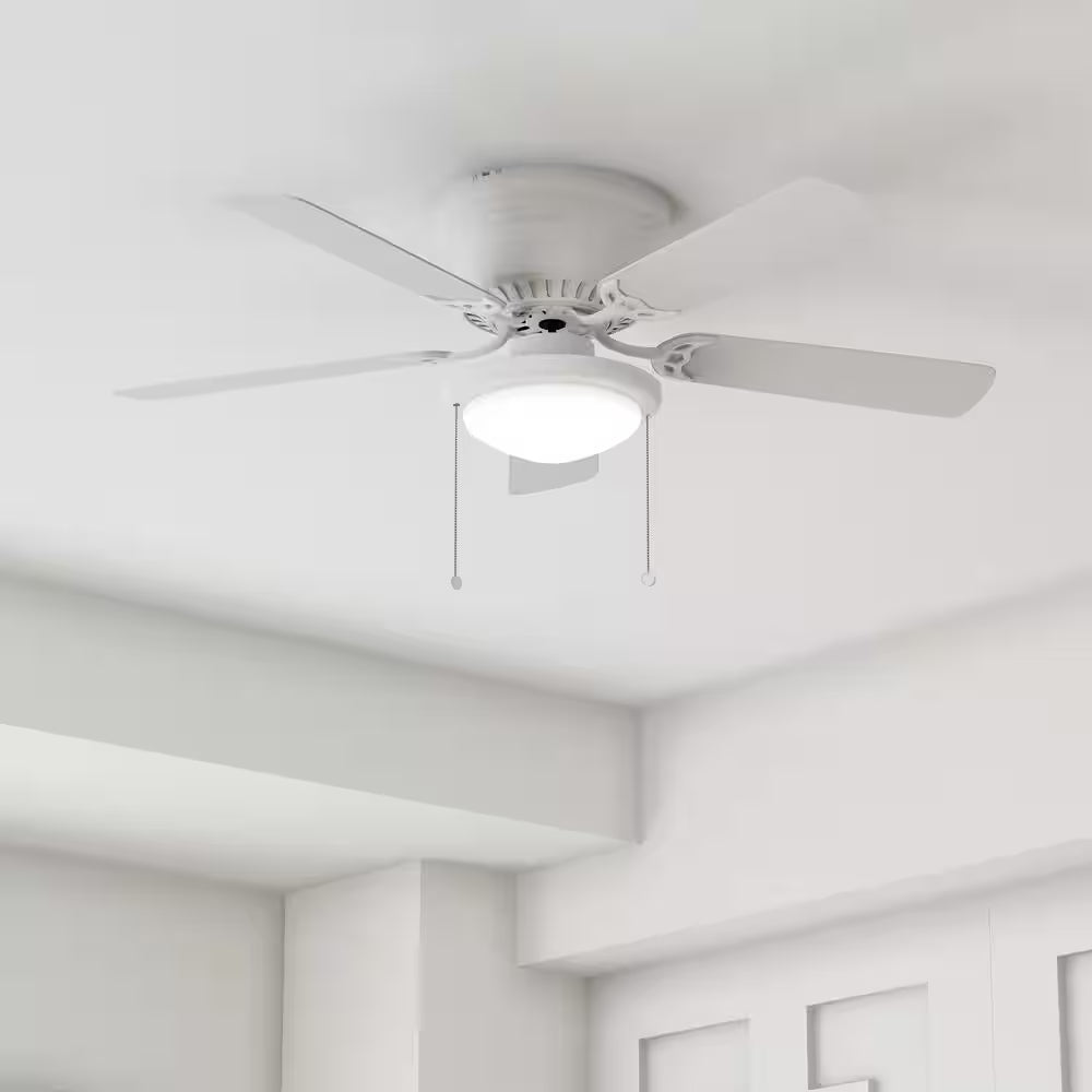 Hugger 44 In. LED Matte White Ceiling Fan