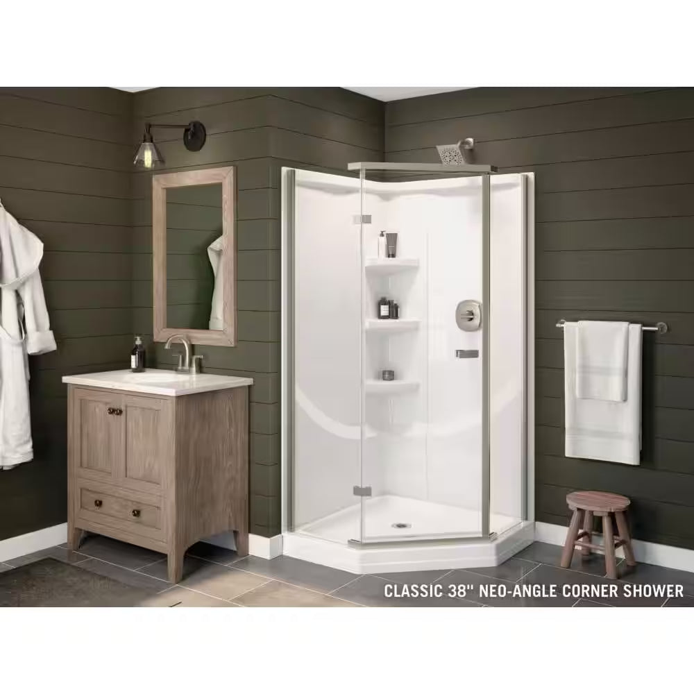 38 In. W X 73.88 In. H 2-Piece Direct-To-Stud Corner Shower Wall Surrounds in White