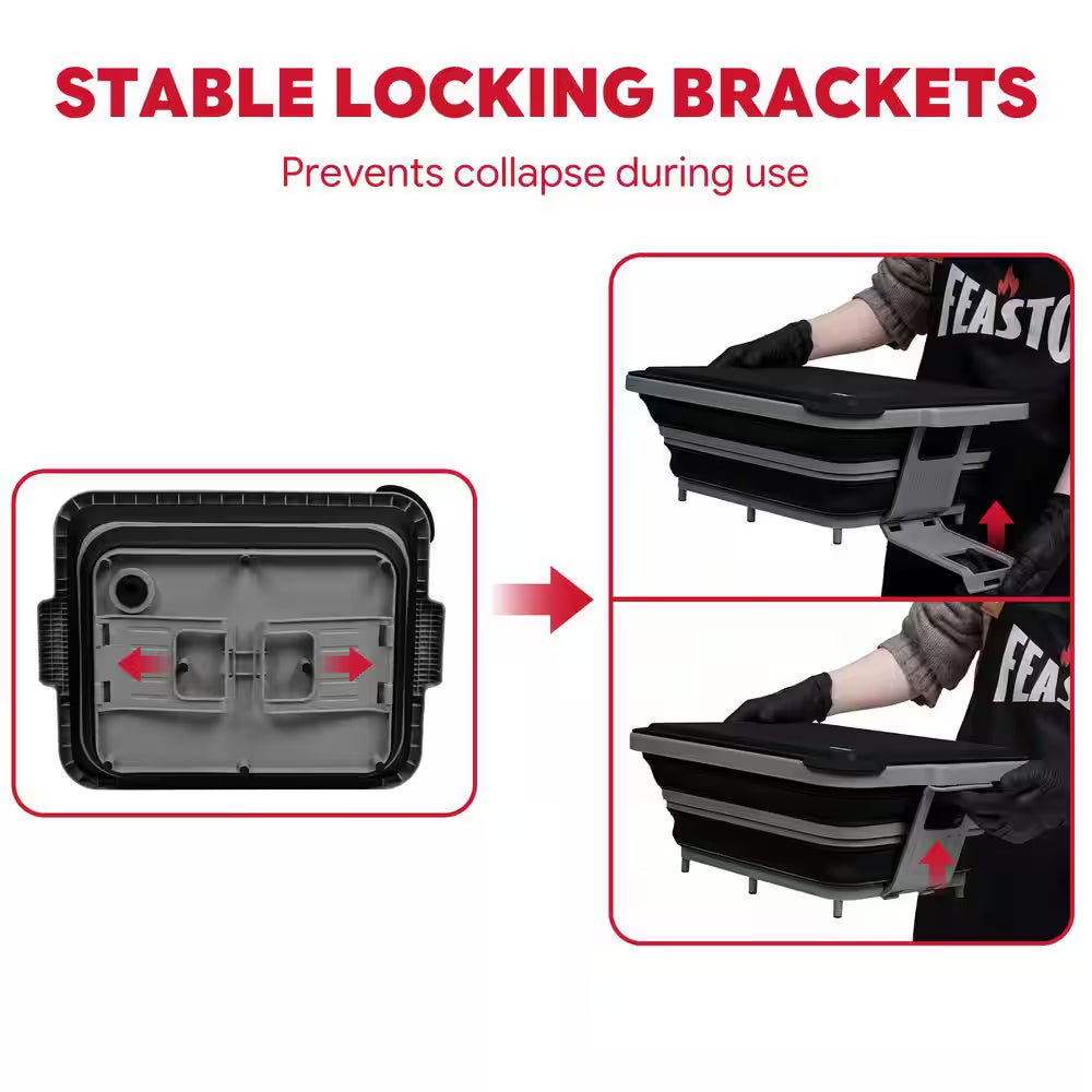 9-Piece Multifunctional Collapsible BBQ Prep Tub with Cutting Board, Portable Grill Tool Set, Black