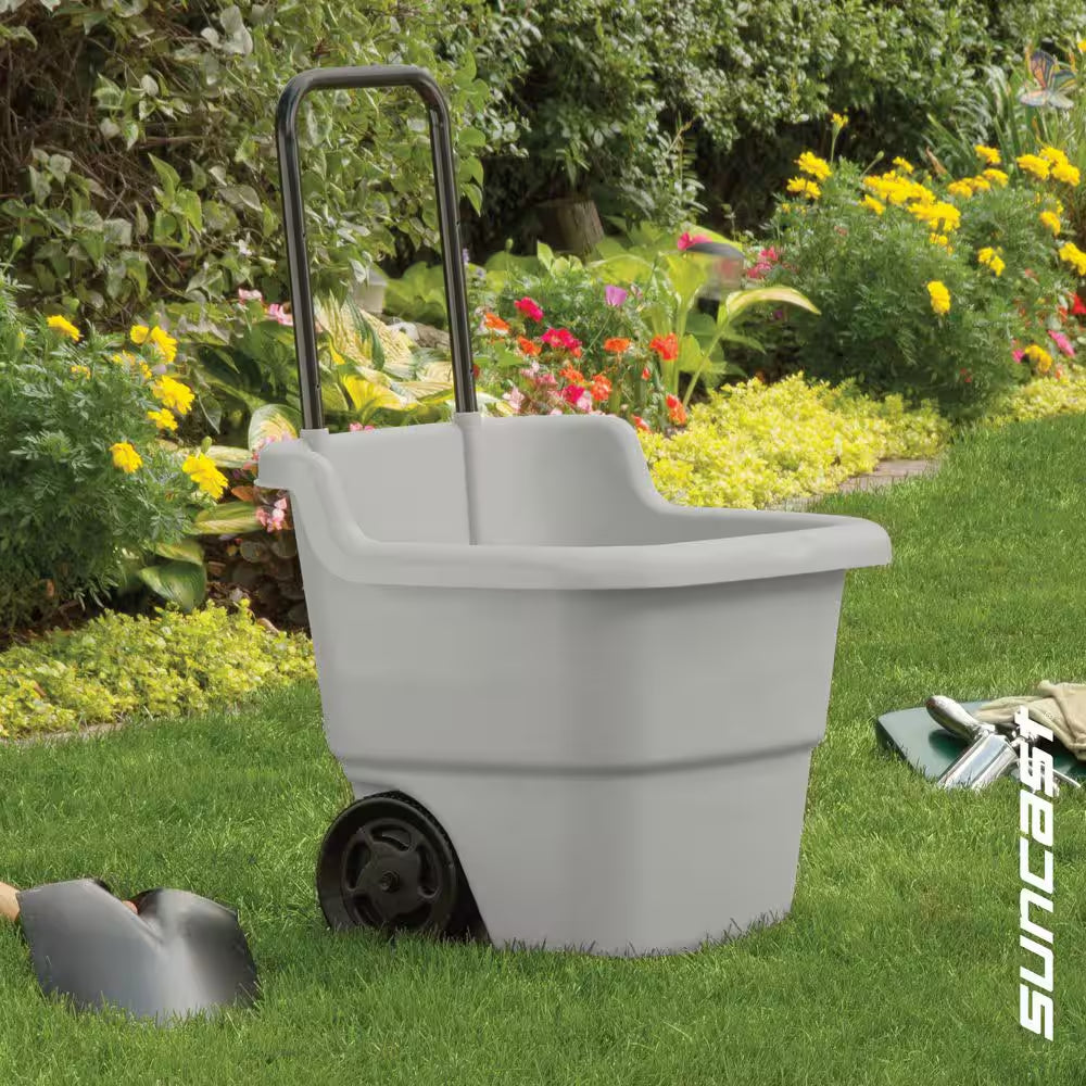 2 Cu. Ft. Portable Plastic Gray Garden Cart