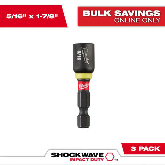 SHOCKWAVE Impact Duty 5/16 In. X 1-7/8 In. Black Oxide Magnetic Nut Driver Drill Bit (3-Pack)