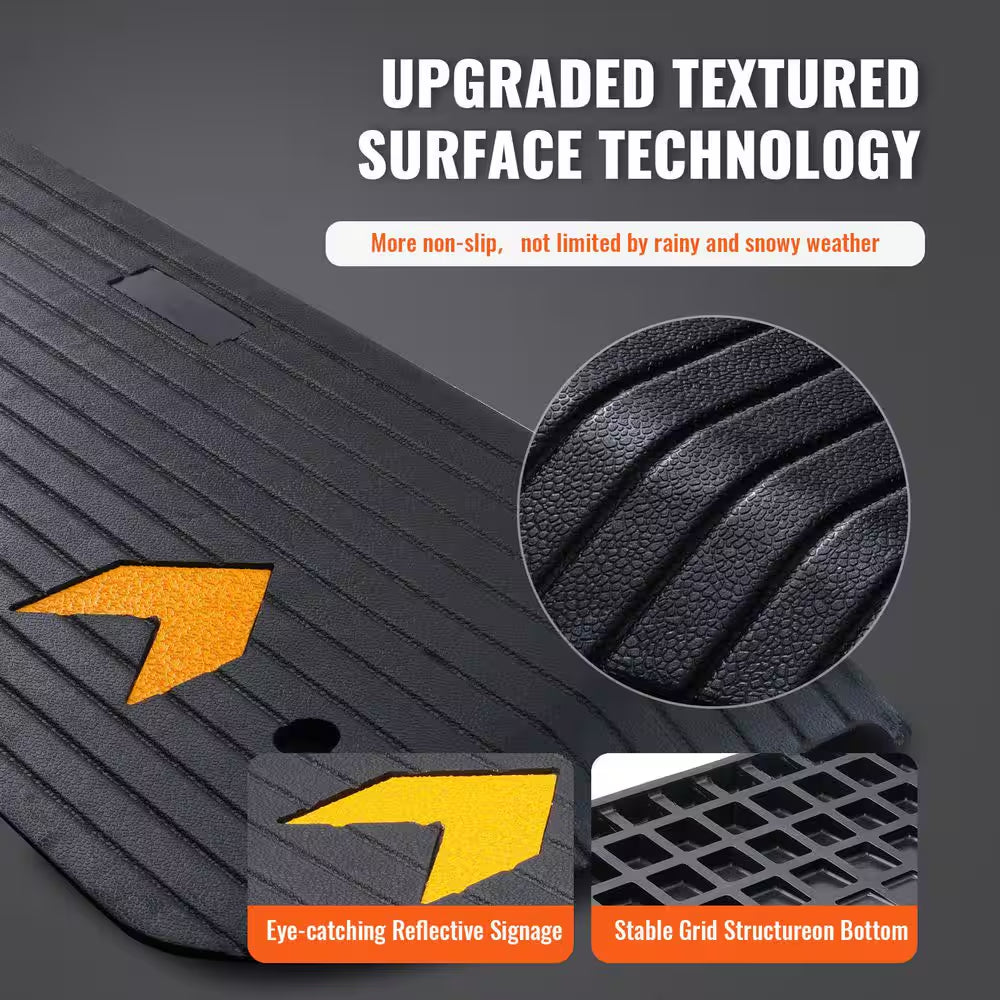 Upgraded Rubber Threshold Ramp, 1.5 In. Rise Wheelchair Ramp Doorway, Natural Curb Ramp Rated 33069 Lbs. Load Capacity
