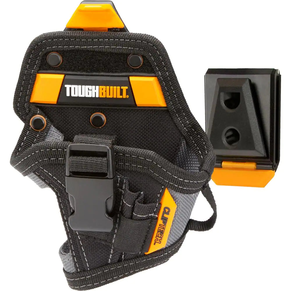 Compact Drill Holster in Black with Cliptech Hub, Drill-Bit Pockets and Robust Rivet-Reinforced Construction