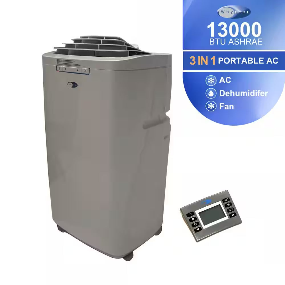 6,400 (DOE) BTU Portable Air Conditioner Cools 420 Sq. Ft., Dehumidifier, Remote and Carbon Filter in Gray