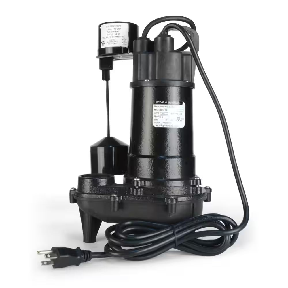 1/3 HP Cast Iron Submersible Sump Pump with Vertical Switch