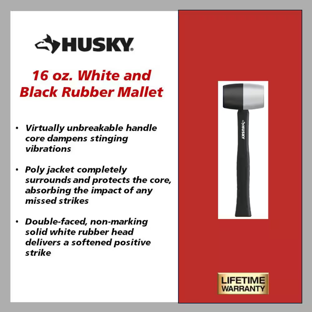16 Oz. White and Black Rubber Mallet