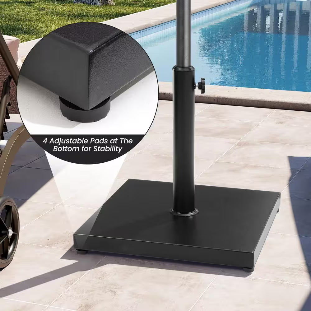 40 Lbs. Concrete Patio Umbrella Base in Black Weighted Outdoor Market Umbrella Stand Fits Umbrella Poles 1.37 - 1.9 In.