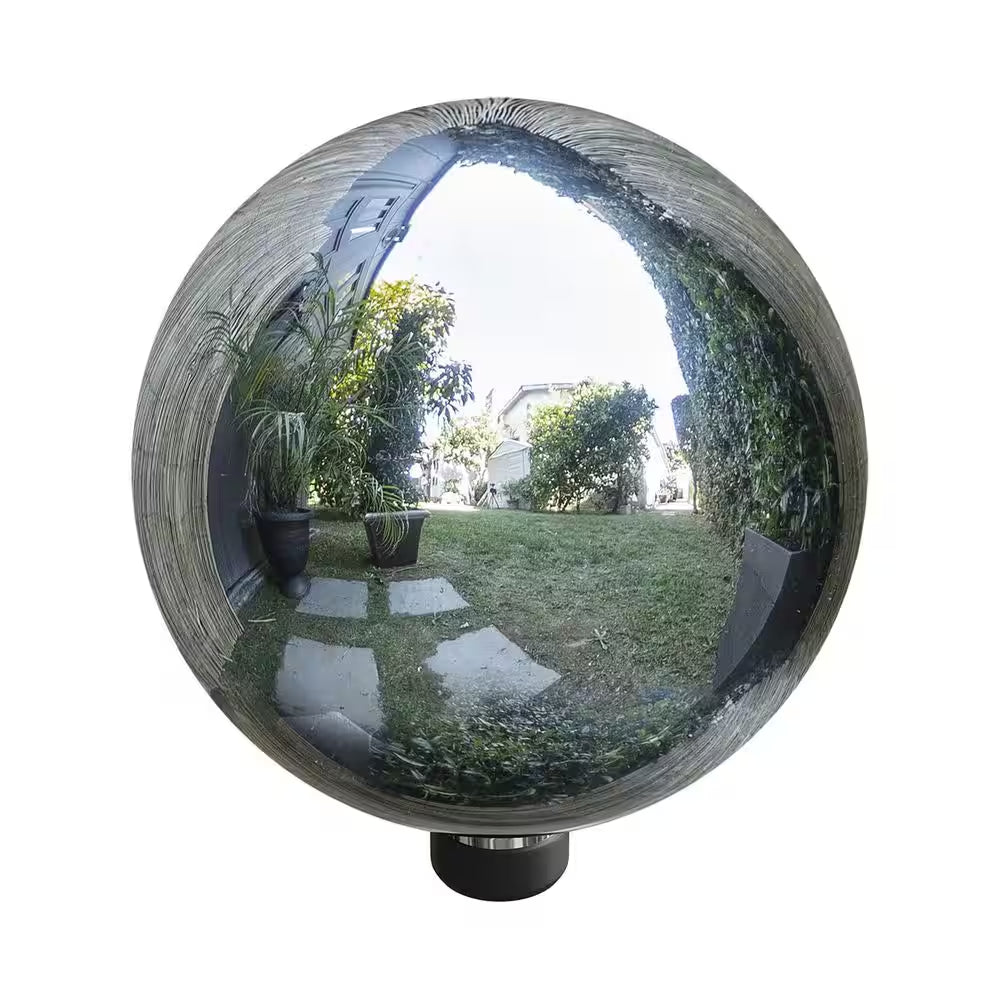 10 In. Diameter Indoor/Outdoor Glass Yard Decoration, Gazing Ball Green Silver