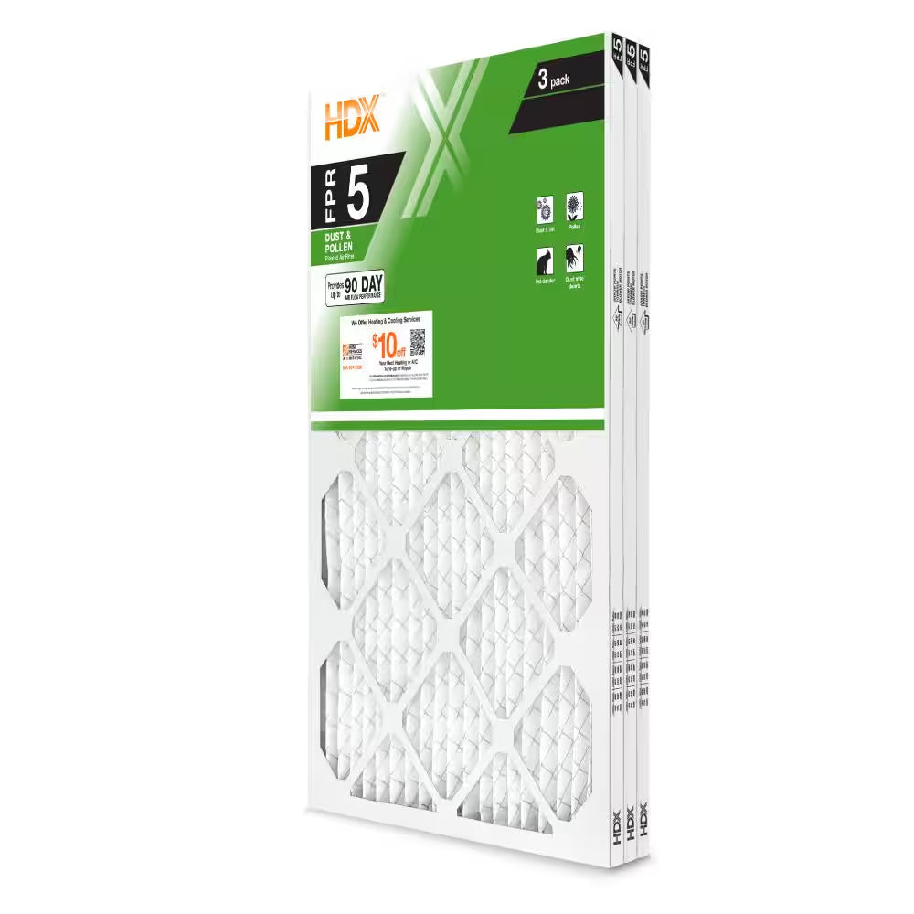 16 In. X 25 In. X 1 In. Standard Pleated Furnace Air Filter FPR 5, MERV 8 (3-Pack)