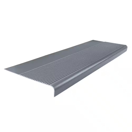 Light Duty Ribbed Design Gray 12-1/4 In. X 36 In. Rubber round Nose Stair Tread