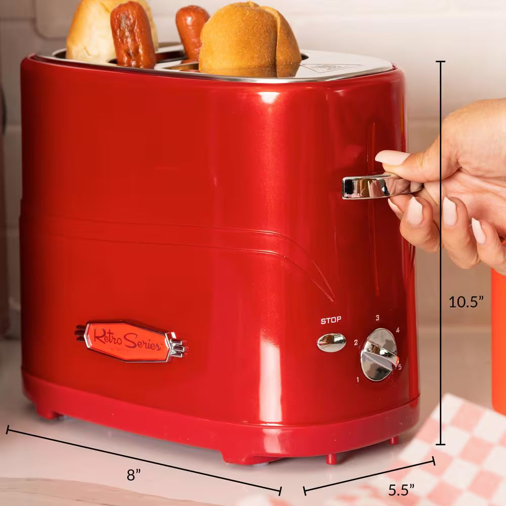 Pop-Up 2-Hot Dog and Bun Toaster with Mini Tongs