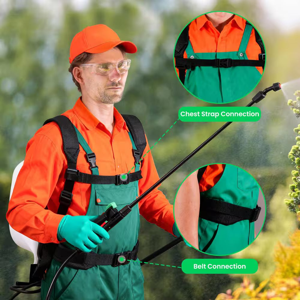 4 Gal. Backpack Sprayer with Padded Shoulder Strap for Pests & Weeds, and Spraying Plants, in Translucent White