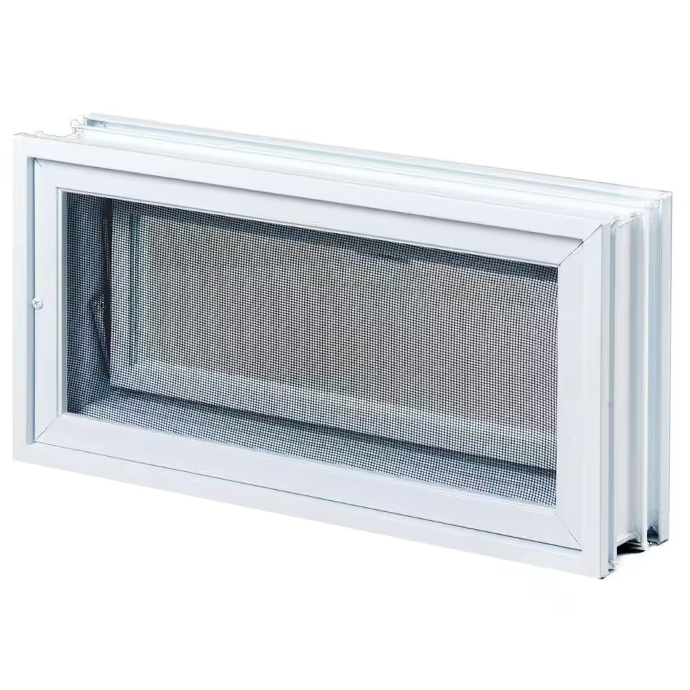 3 In. Thick Series 16 In. X 8 In. X 3 In. Hopper Vent for Glass Block Windows (Actual 15.5 X 7.75 X 3.12 In.)