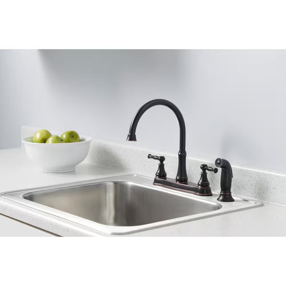Fairway Double-Handle Standard Kitchen Faucet with Side Sprayer in Bronze