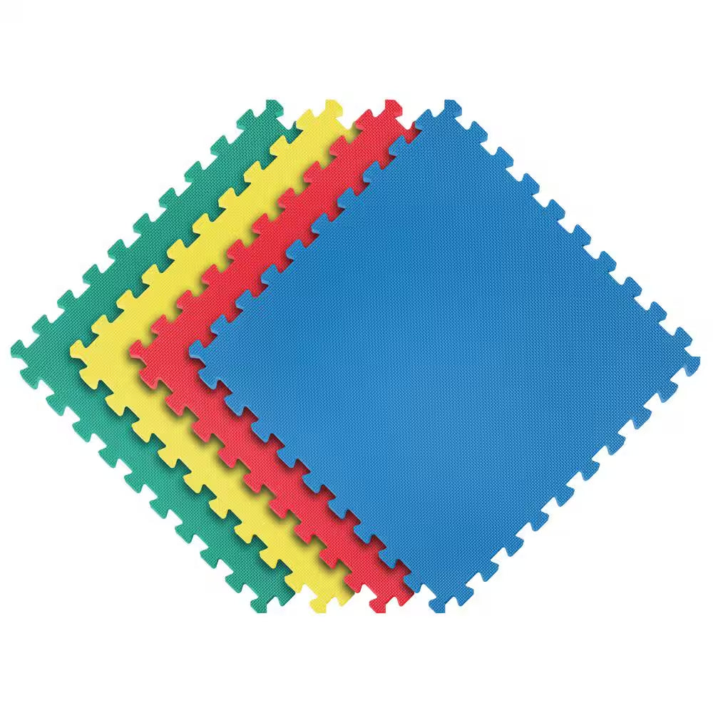 Multi-Purpose 24 In. X 24 In. Interlocking Multi-Color Foam Flooring Recyclamat (4-Pieces)