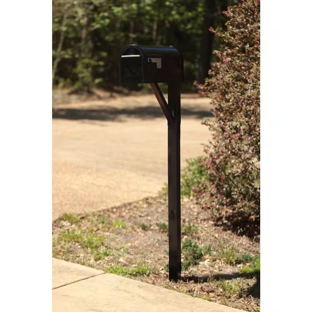 Steel Drive-In, Top Mount, Mailbox Post Kit, Black