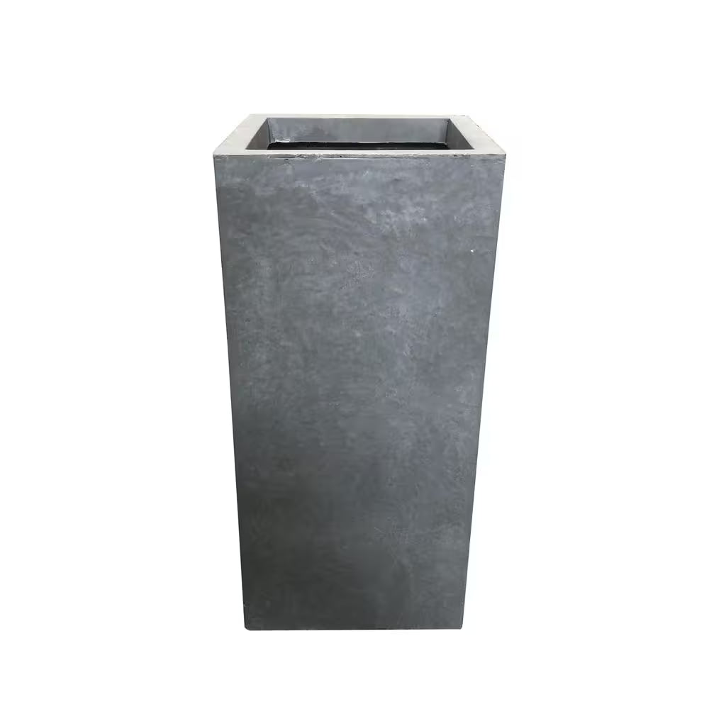28 In. Tall Slate Gray Lightweight Concrete Rectangle Modern Outdoor Planter