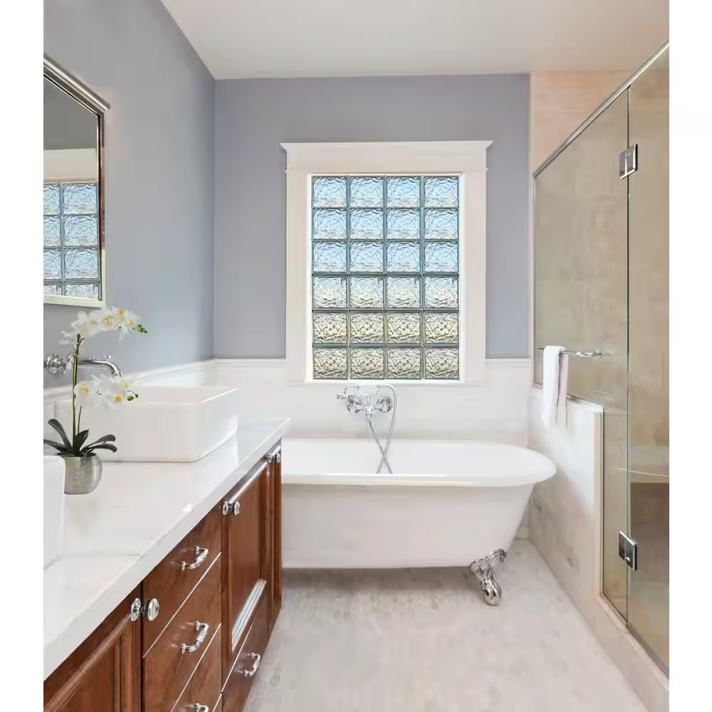 Cortina 4 In. Thick Series 8 In. X 8 In. X 4 In. (8-Pack) Ice Pattern Glass Block (Actual 7.75 X 7.75 X 3.88 In.)