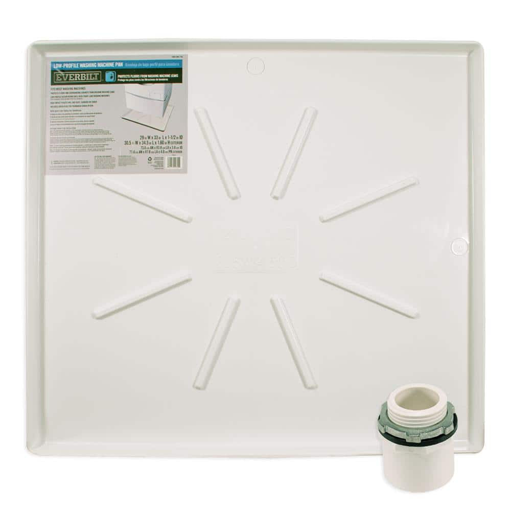 29 In. X 33 In. Low Profile Washing Machine Drain Pan in White
