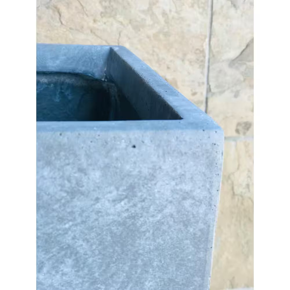 28 In. Tall Slate Gray Lightweight Concrete Rectangle Modern Outdoor Planter