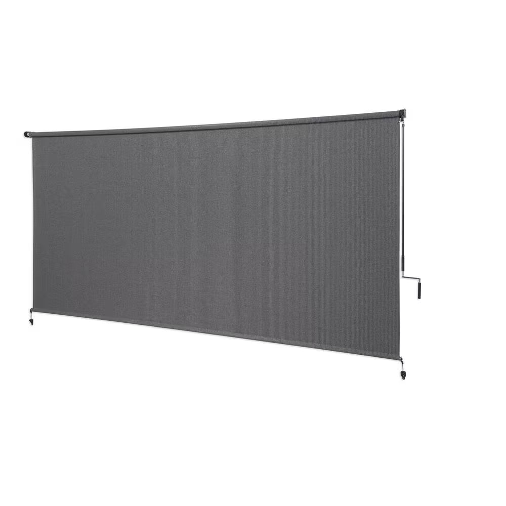 Pewter Cordless UV Blocking Fade Resistant Fabric Exterior Roller Shade 120 In. W X 72 In. L