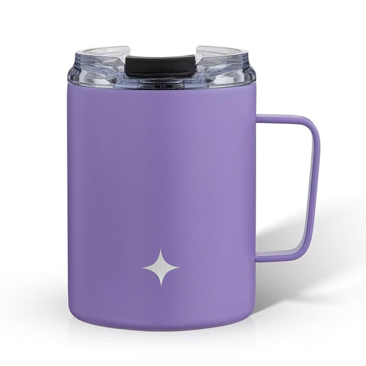 12 Oz. Purple Stainless Steel Vacuum Insulated Travel Coffee Mug Tumbler with Lid & Handle