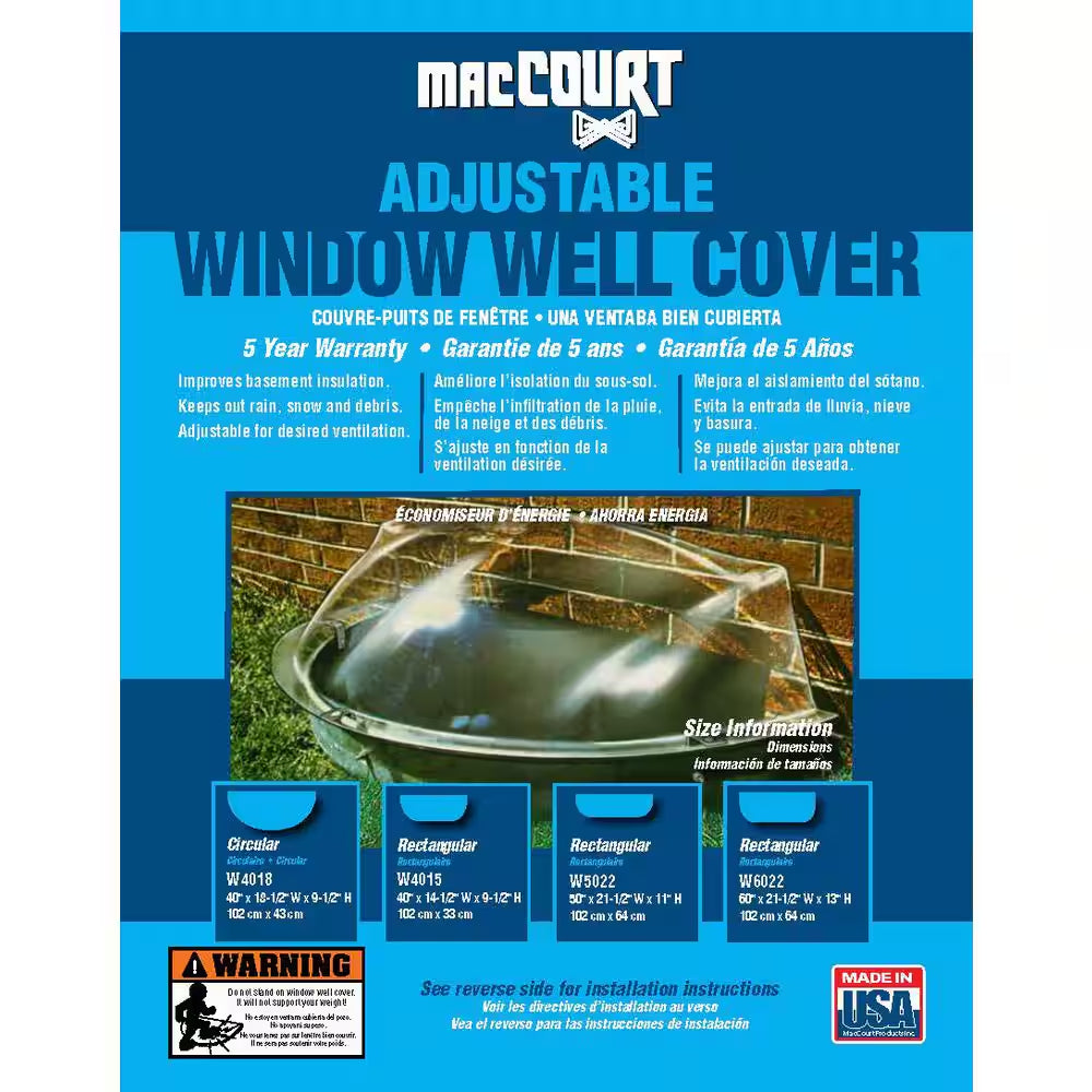 50 In. X 11 In. Polyethylene Elongated Bubble Window Well Cover