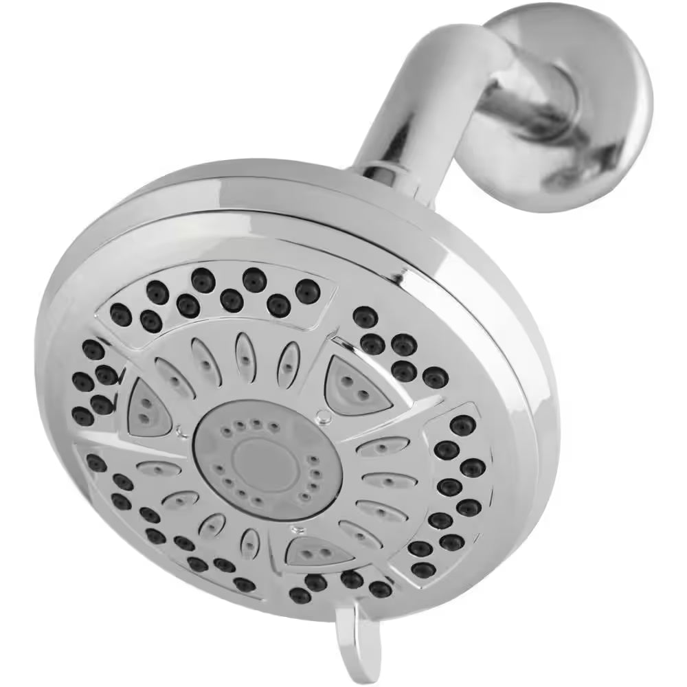 6-Spray Patterns 1.75 GPM 4.38 In. Wall Mount Fixed Shower Head in Chrome