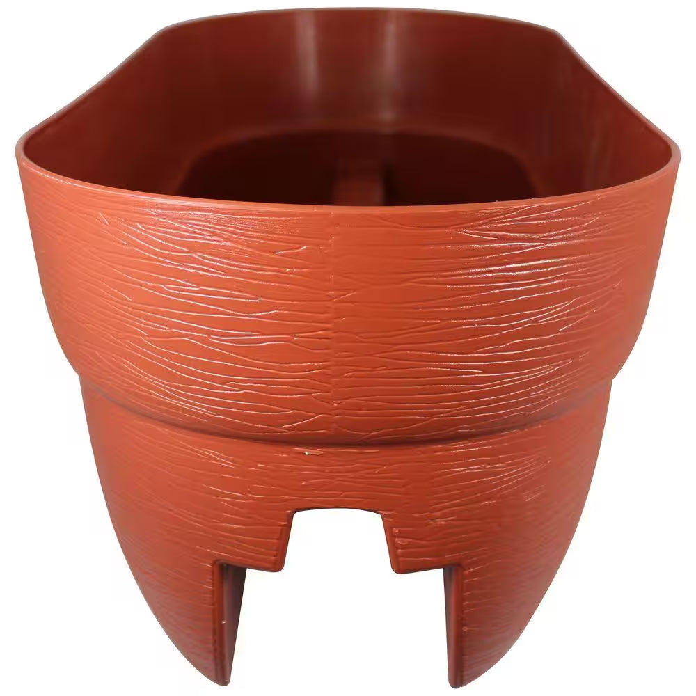 Bloomers Series 24 In. W X 12 In. H Terra Cotta Resin Deck and Porch Rail Planter