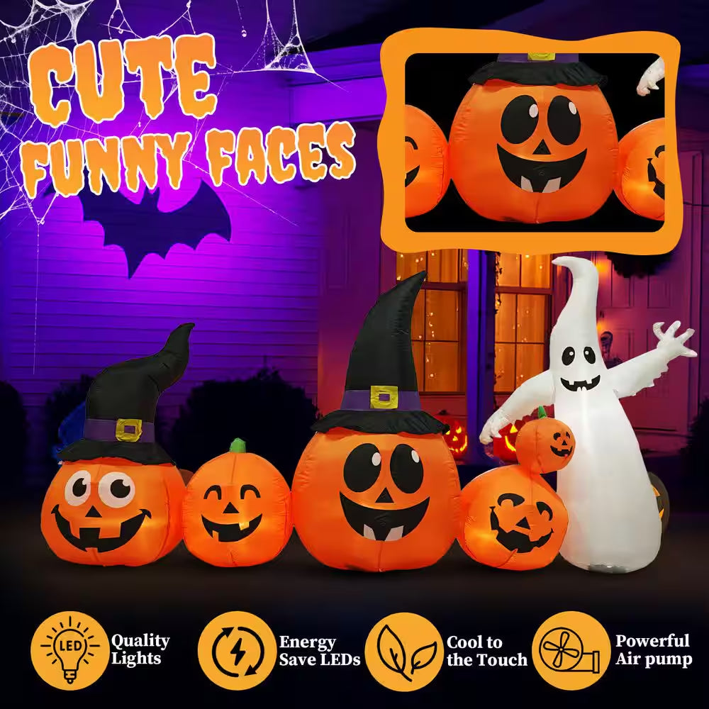 12 Ft. LED Pumpkins Ghost Halloween Inflatable Outdoor Decorations